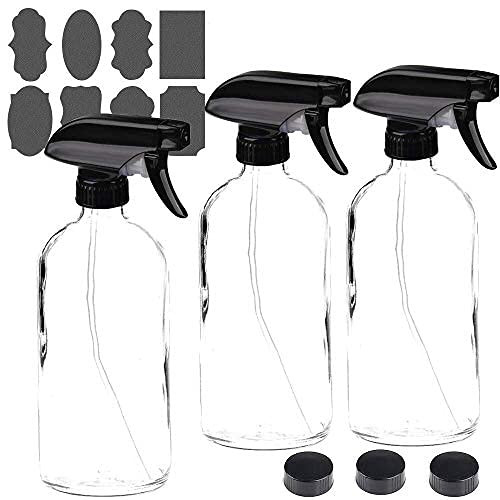 3 Pack 16oz Glass Spray Bottle Empty Clear Glass Spray Bottles Set Refillable Container for Essen... | Amazon (US)