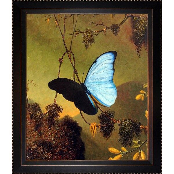 Martin Johnson Heade 'Blue Morpho Butterfly' Hand Painted Framed Canvas Art | Bed Bath & Beyond