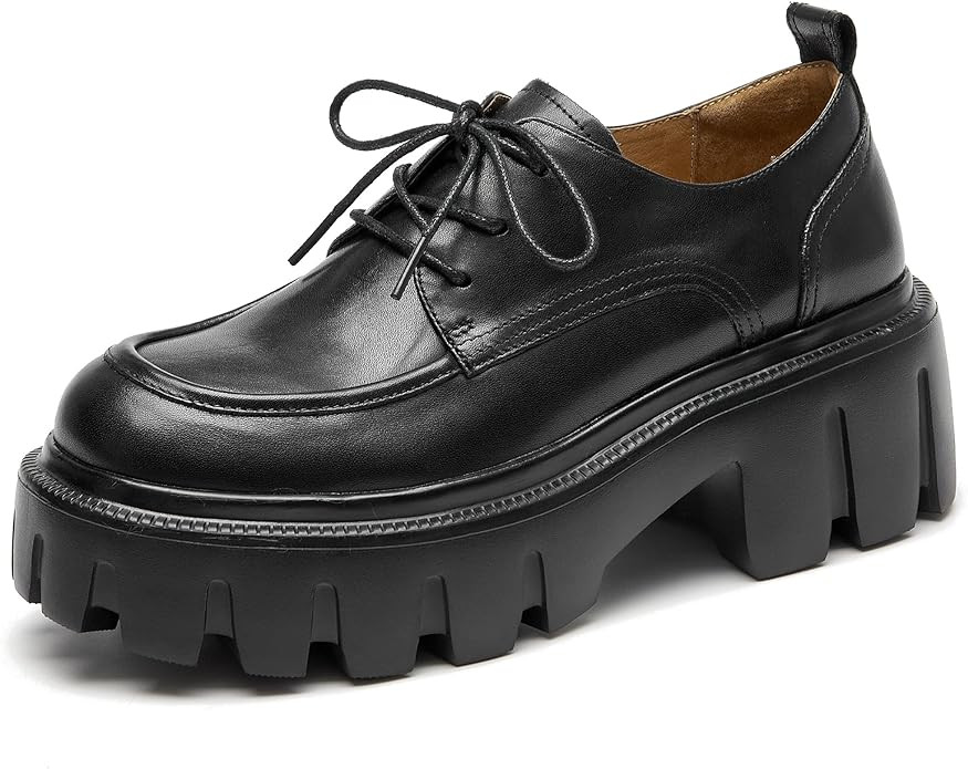 BEAU TODAY Platform Oxfords for Women, Oxford Shoes for Women, Chunky Leather Lace Up Oxford Shoe... | Amazon (US)