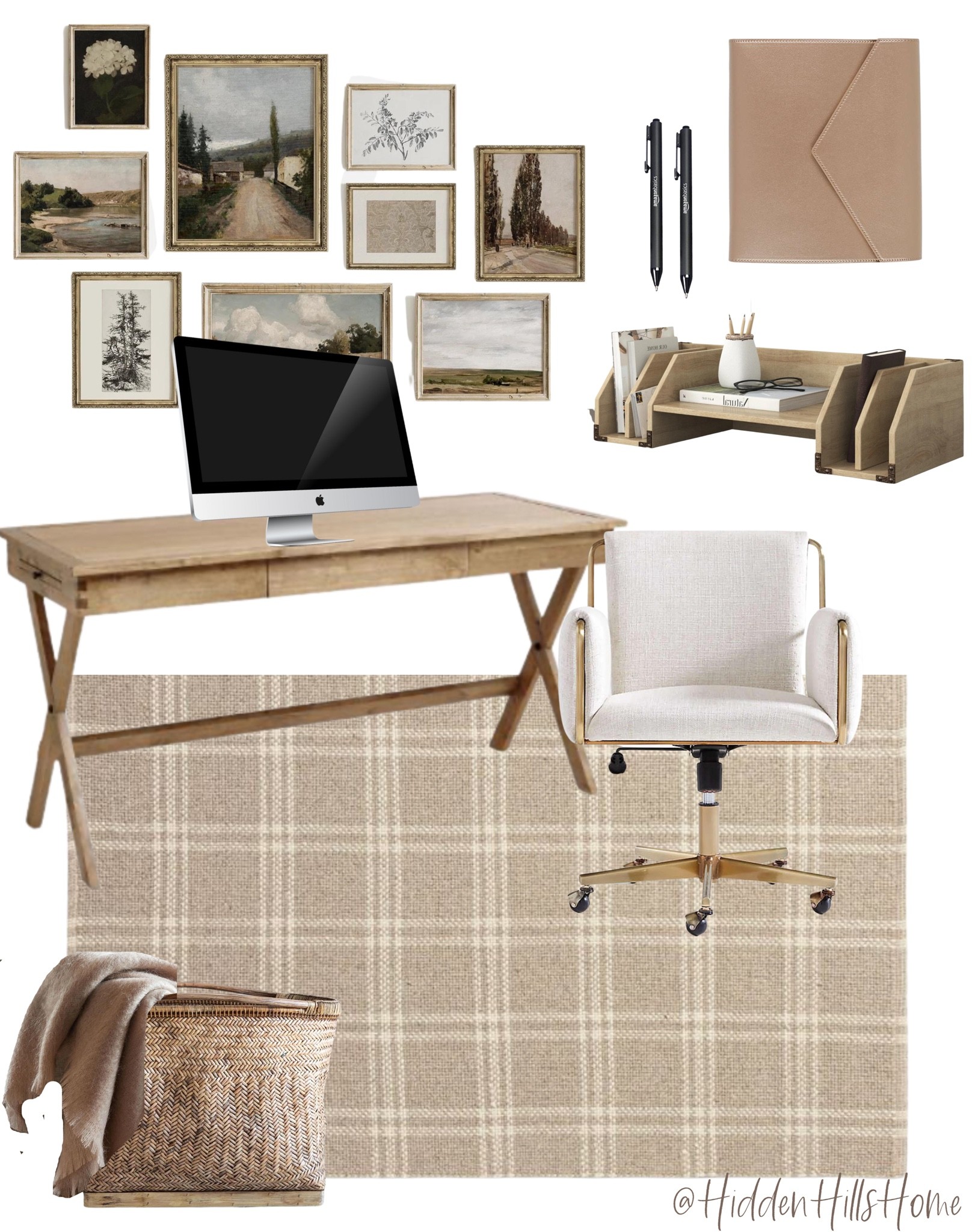 Vintage Home Office, Home Office Decor, Home Decor, Desk, Office chair, Vintage Gallery wall artwork #homeoffice #homedecor 

#LTKhome