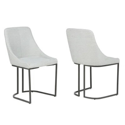 2Pc Soft Neutral Upholstery Curved Shape Sturdy Metal Frame Chair Dining Living Room Furniture Gray | Wayfair North America