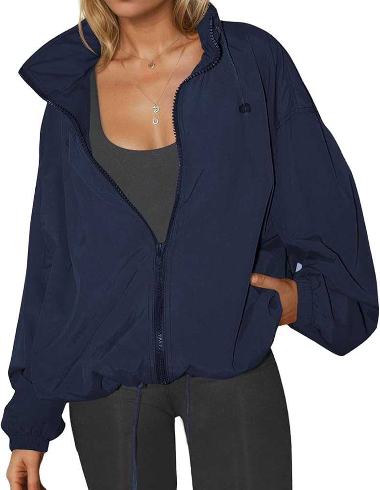 Yousify Womens Waterproof Rain Jackets Lightweight Zip Up Raincoat Outdoor Hiking Hooded Windbrea... | Amazon (US)