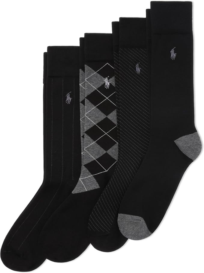 POLO RALPH LAUREN Men's Assorted Pattern Dress Crew Socks (4-Pack) | Amazon (US)