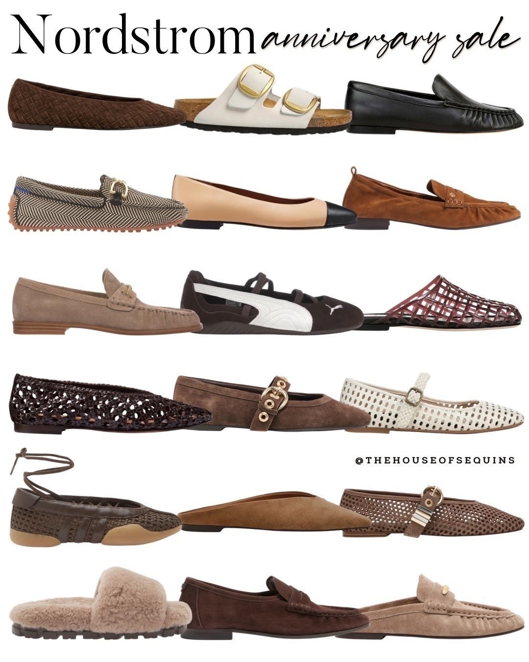 Shop Nordstrom Anniversary Sale shoes, Birkenstock sandals, Rothy’s and Tory Burch loafers, ballet flats, Mary Jane flats, woven flats, Ugg slippers, mesh flats