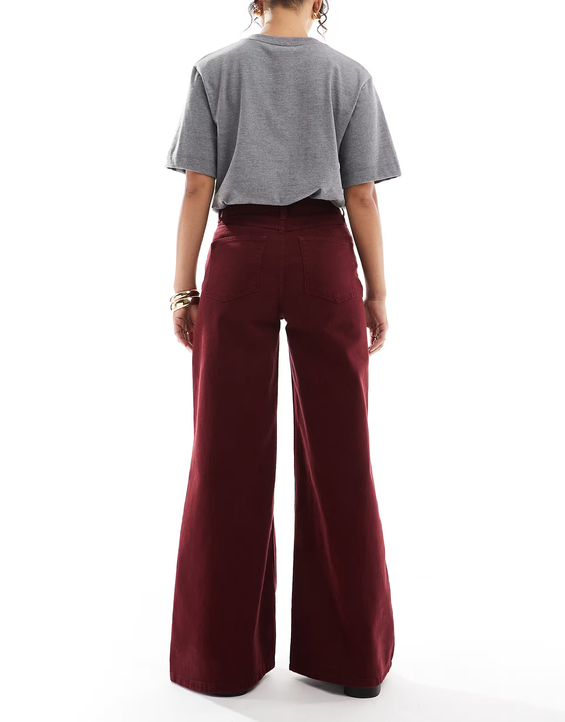 ASOS DESIGN wide leg soft jean in burgundy | ASOS (Global)