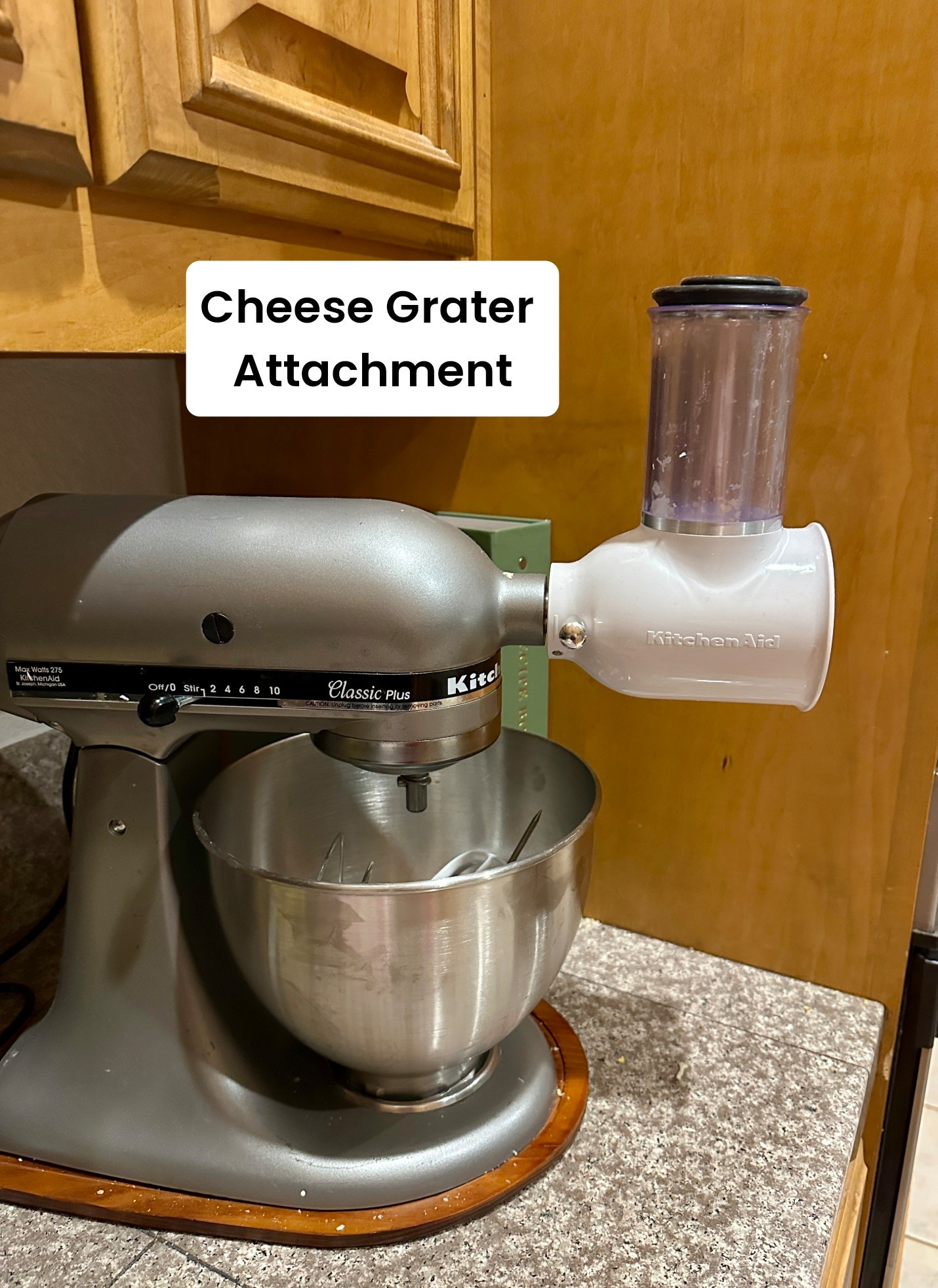 I’ve had this KitchenAid cheese grater attachment forever, and it’s truly one of those tools that makes busy mom cooking easier. It grates a whole block of cheese in seconds and drops it right into the bowl with no mess. We use it constantly for pizzas, casseroles, and quick meals. 🧀🤍

Hashtags:
#LTKhome #LTKkitchen #kitchenaidattachment #momcooks #familymeals #kitchenmusthaves #mealpreptips #cozymomlife #homemadepizza

#LTKHome #LTKfoodie #LTKmomlife