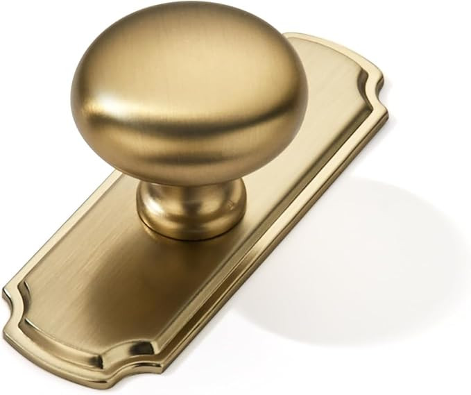2 Pack 1-1/4 inch Backplate for Cabinet Knobs Brushed Brass Drawer Knobs Satin Gold Cabinet Hardw... | Amazon (US)