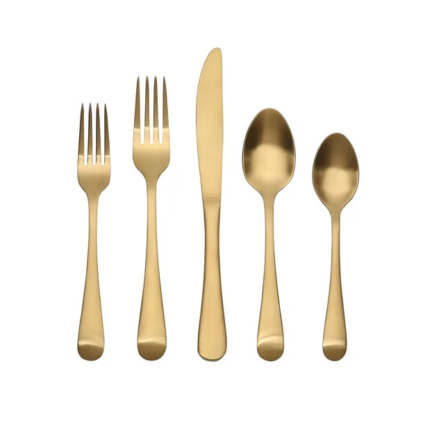 Better Homes & Gardens 20 Pieces Arlo Gold Flatware Set with Matte Finish, Service for 4 | Walmart (US)