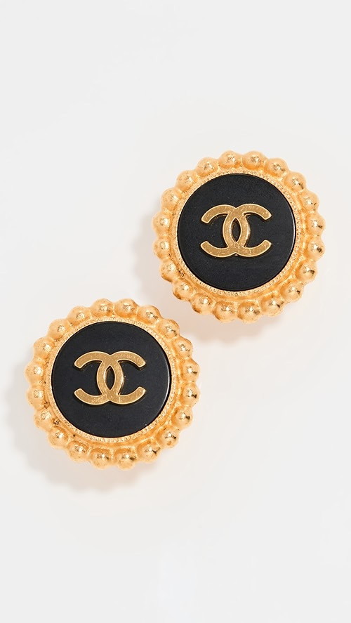 Chanel CC On Round Dot Border Earrings | Shopbop