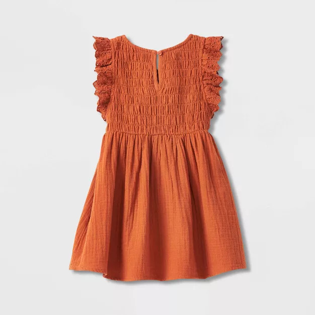 Toddler Girls' Smocked Puff Sleeve Dress - Cat & Jack™ Brown | Target
