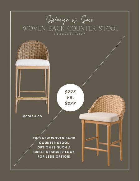 Shop this cute woven back counter stool look for less deal before it’s gone! 

#LTKstyletip #LTKhome #LTKsalealert