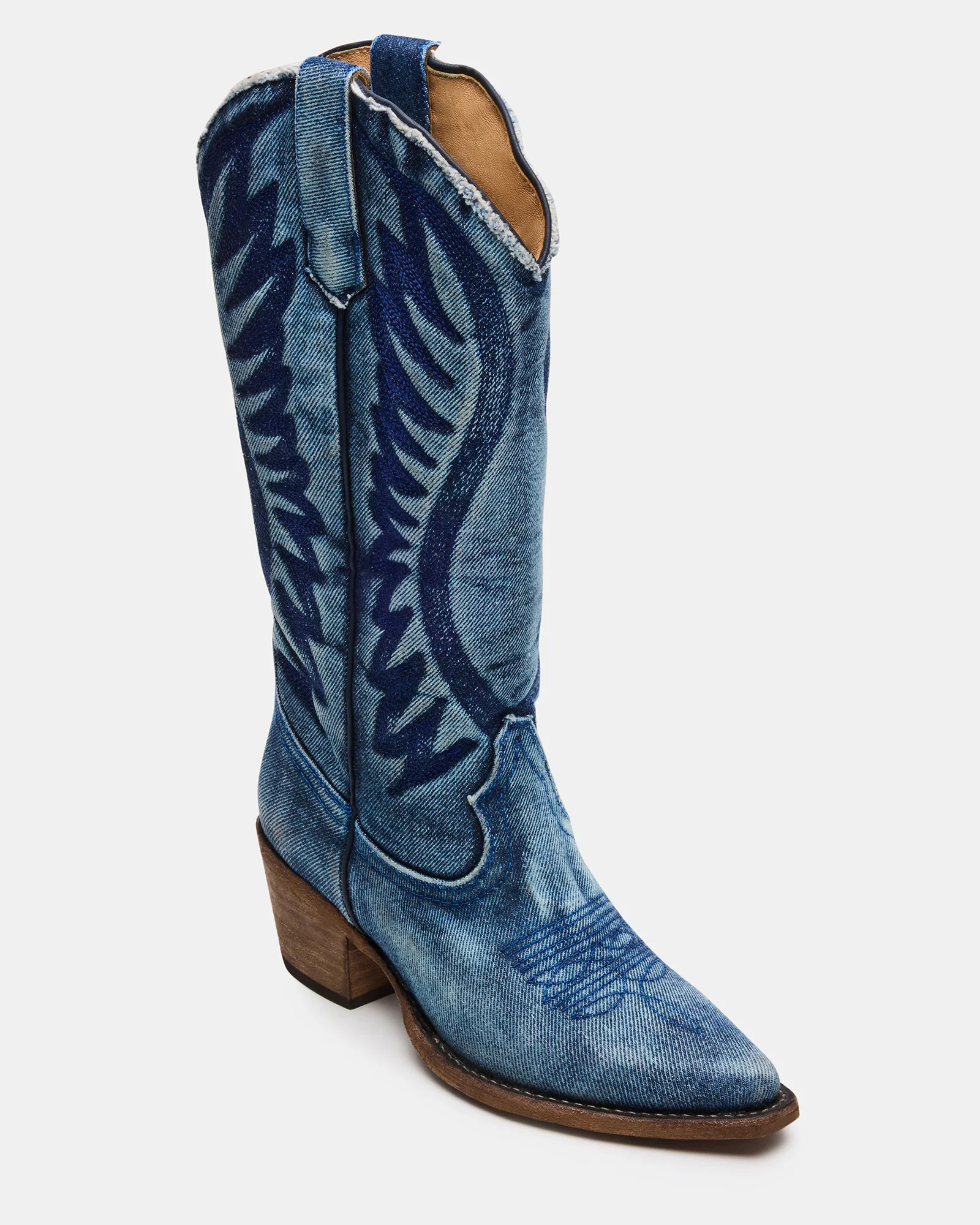 ALBANY Denim Fabric Pointed-Toe Women's Western Boot | Steve Madden (US)