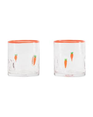 Set Of 2 Easter Bunny Carrot Icon Glasses | TJ Maxx
