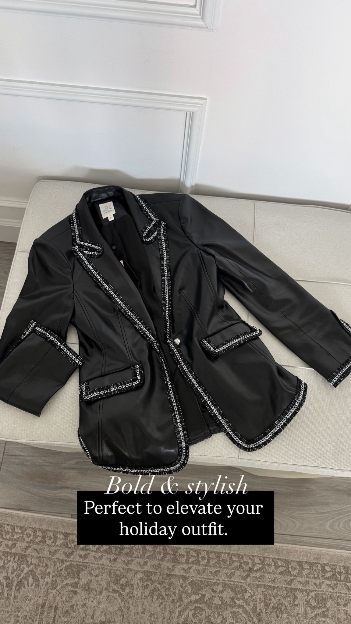 This jacket is definitely a statement piece to elevate any of your outfits! It’s also beautiful for this holiday season, the pants are so flattering and i love the gold buttons on the side! I am wearing a size small, it runs tts. @saks @cinqasept #Saks #SaksPartner #cinqasept

#LTKU #LTKHoliday #LTKootd