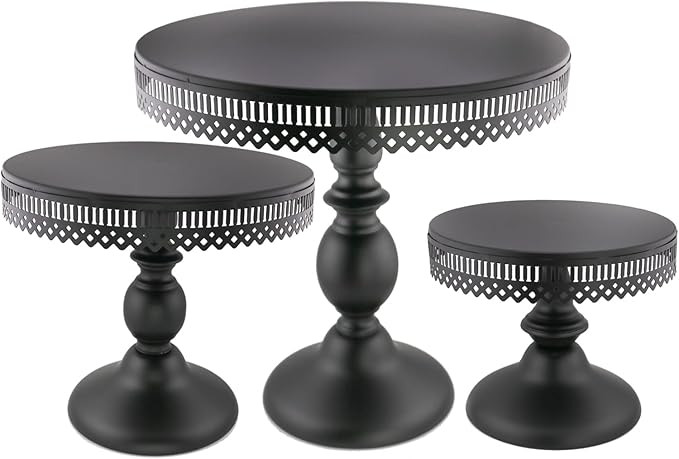 3-Set Cake Stand Round Cake Stands for Halloween Decorations Wedding Event Birthday Party Baby Sh... | Amazon (US)