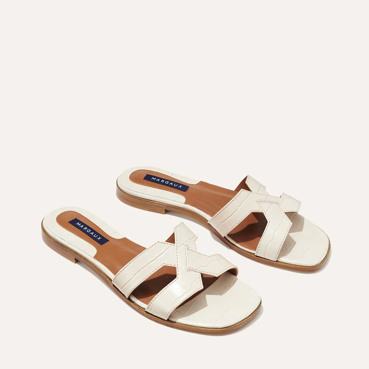 The MX Sandal - Cream Croc Embossed | Margaux