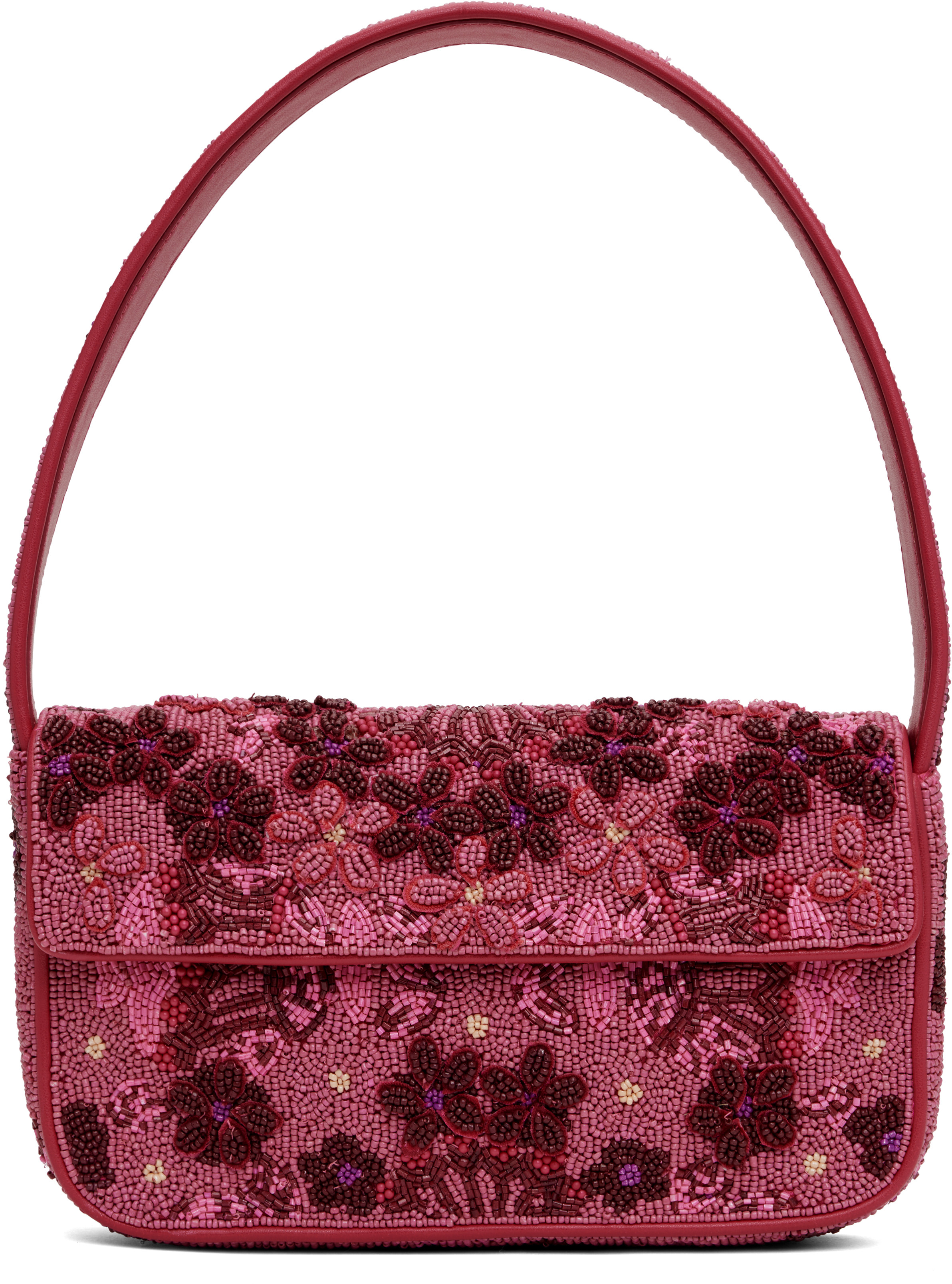 Staud Pink & Burgundy Tommy Beaded Bag | SSENSE