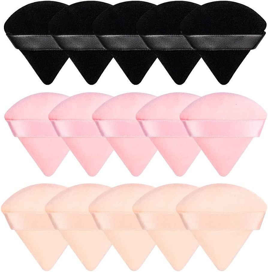 15 Pieces Powder Puff Face Soft Triangle Makeup Puff Velour Puff for Loose Powder Body Powder Cos... | Amazon (US)