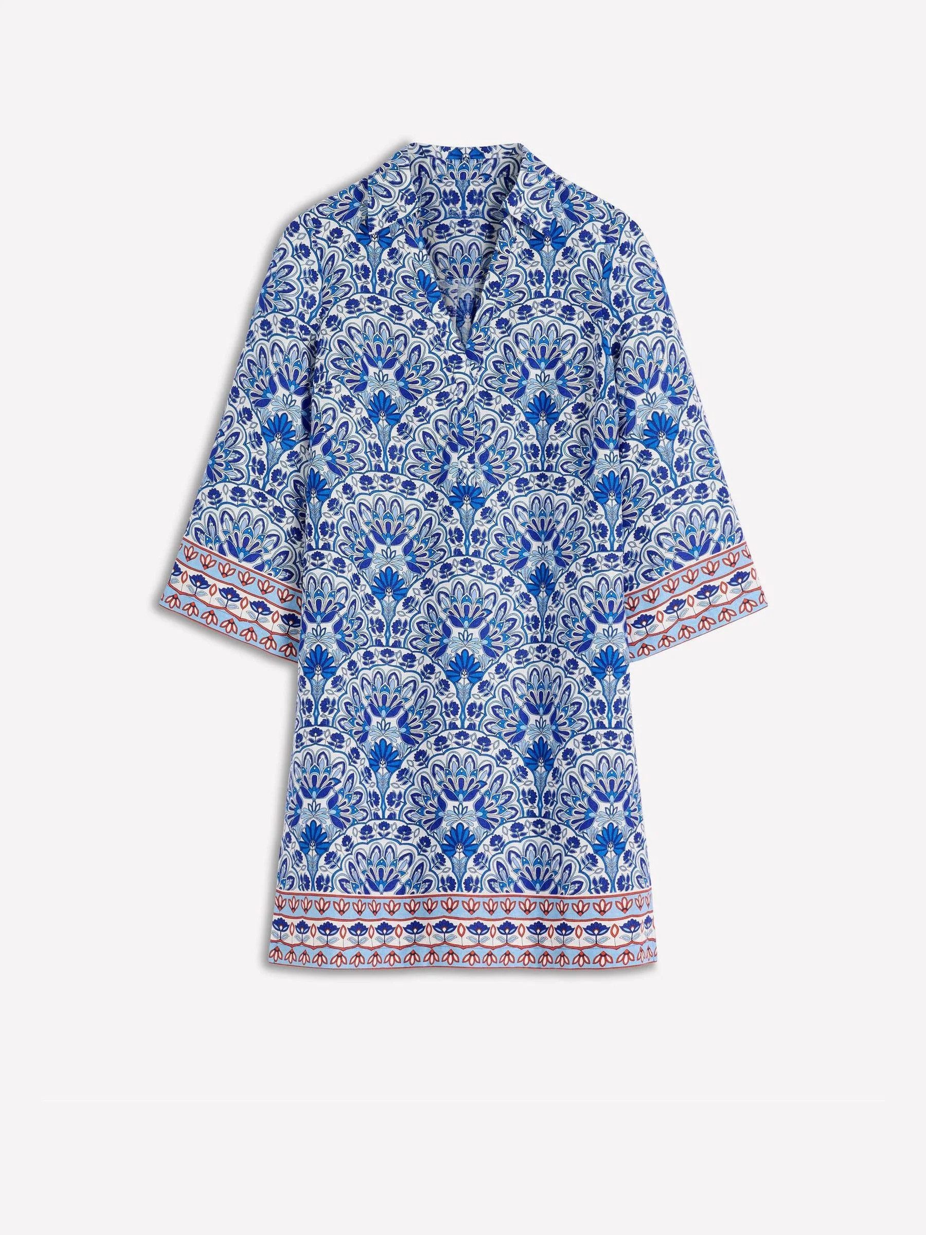 Boden Boden Blue Carmen Linen Short Dress | Next US