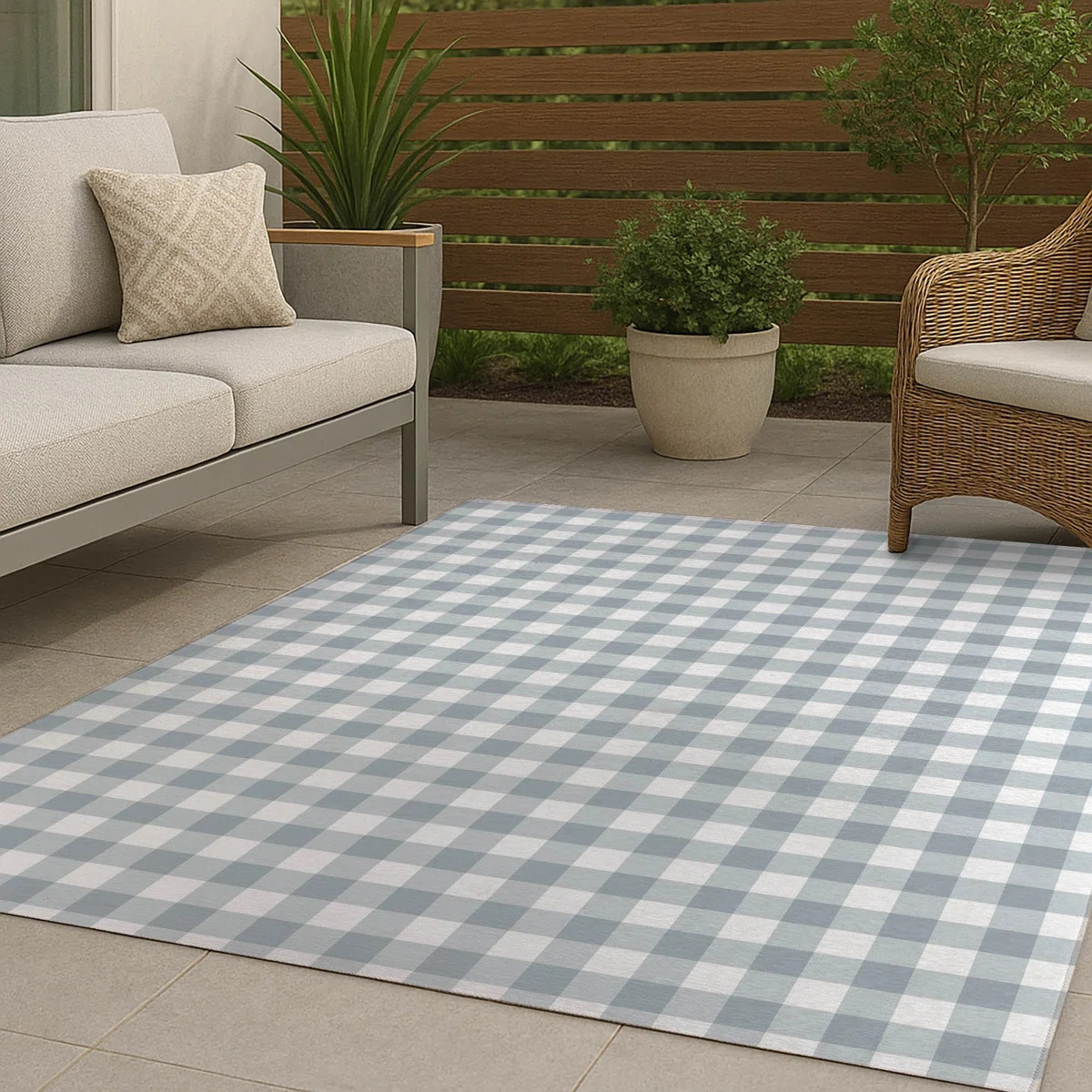 Proper Gingham Non-Slip Outdoor Rug | Wayfair North America