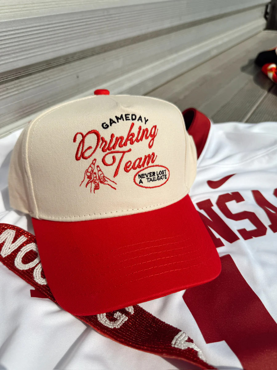 Gameday Drinking Team - Red Vintage Trucker Hat | KenzKustomz
