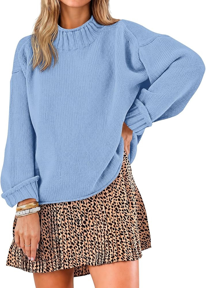 Saodimallsu Womens Oversized Sweaters Mock Neck Chunky Knit Pullover Tops | Amazon (US)