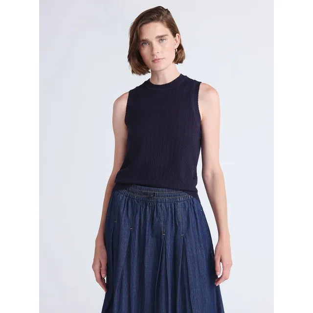 Free Assembly Women's Cozy Yarn Cable Sweater Shell, Sizes XS-XXL | Walmart (US)