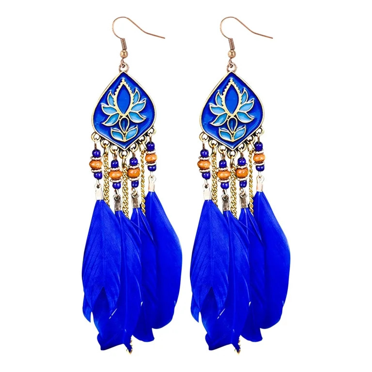 KDSJSXW Cartilage Earrings for Women 1 Pair Women Faux Feather Earrings Vintage Earrings Long Dro... | Walmart (US)