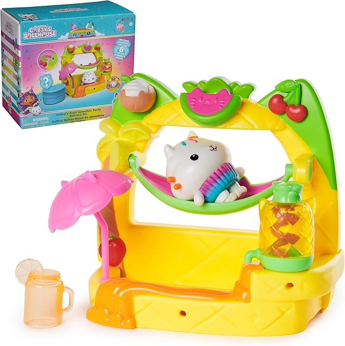 DreamWorks GABBY'S Dollhouse, Cakey\u2019s Fruit Smoothie Balcony Playset, 8-Pcs with Toy Figures... | Amazon (US)