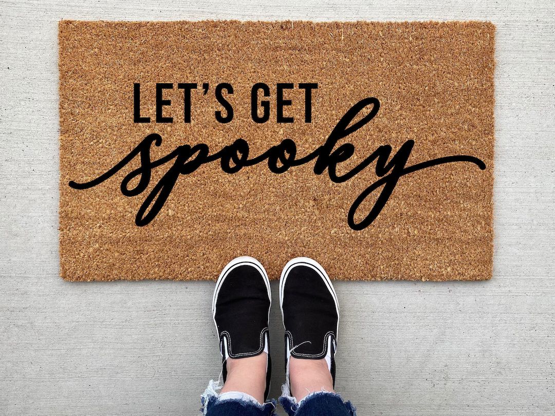 Let's Get Spooky Halloween doormat, pumpkin, fall decor, personalized doormat, pumpkin doormat, w... | Etsy (US)