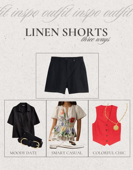 Outfit info, summer outfit, linen, shirt, shorts, what to wear, how to style shorts, vest info, moody outfit, date, night, smart, casual, summer outfit, midsize

#LTKOver40 #LTKMidsize #LTKStyleTip