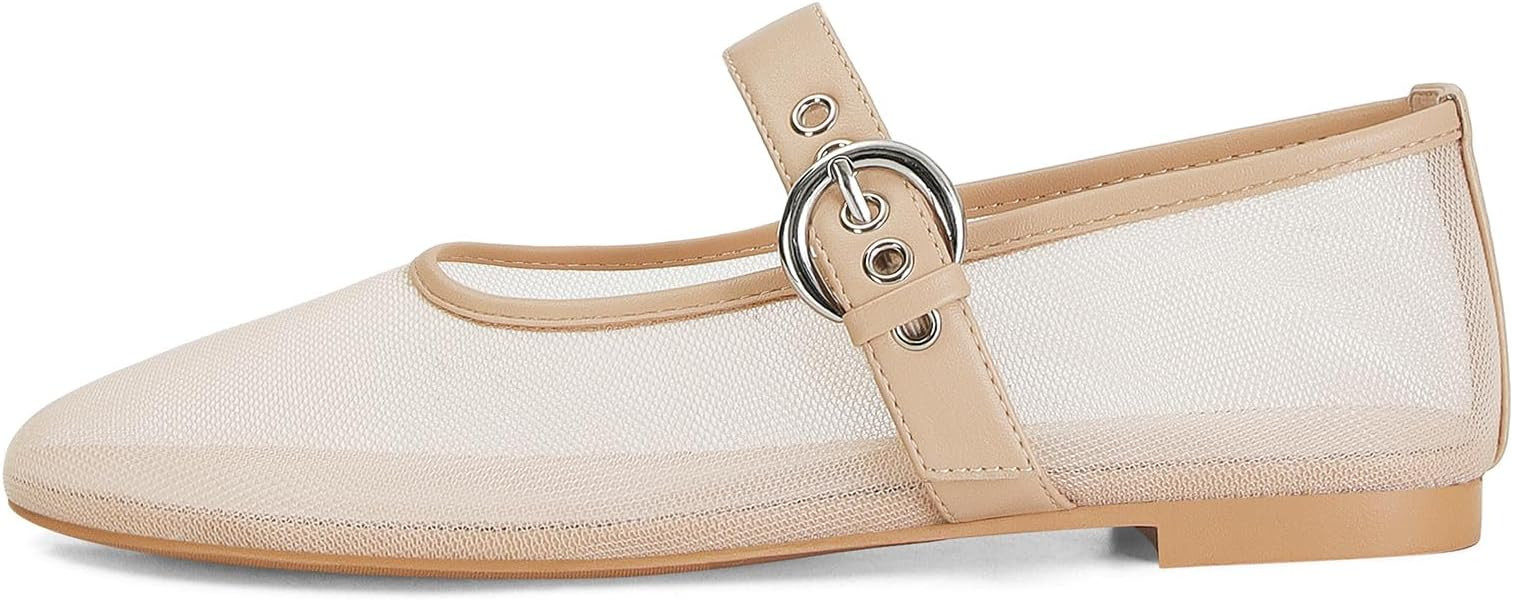 MICIFA Leopard Ballet Flats for Women Mary Jane Dress Shoes | Amazon (US)