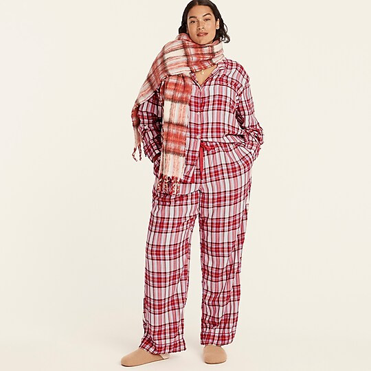 J.Crew: Flannel Long-sleeve Pajama Set In Vintage Plaid For Women | J. Crew US