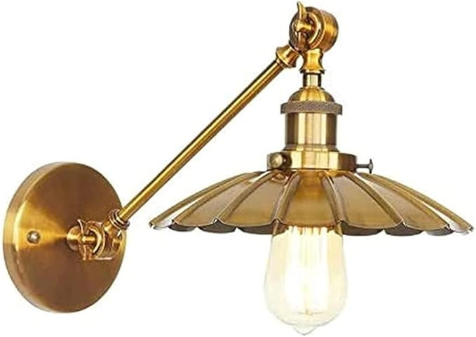Simple Wall Light, Industrial Simple Wall Light with White Cone Glass Lampshade Brushed Gold Fini... | Amazon (US)