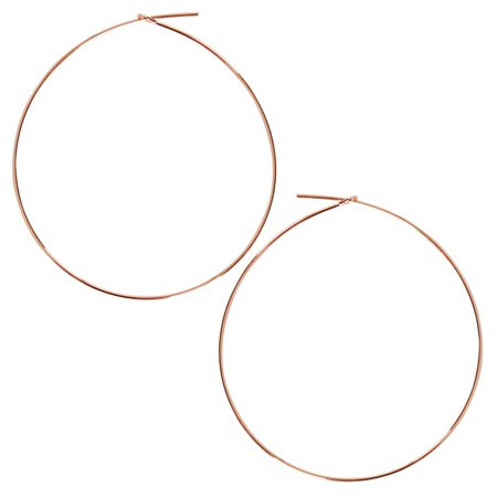 Humble Chic Thin Hoop Earrings - Wire Threader Loop Drop Dangle, 18K Rose - 2 inch | Walmart (US)