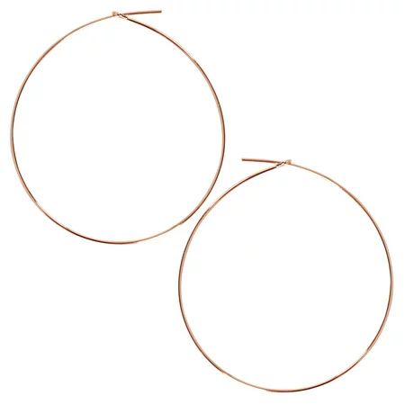 Humble Chic Thin Hoop Earrings - Wire Threader Loop Drop Dangle, 18K Rose - 2 inch | Walmart (US)