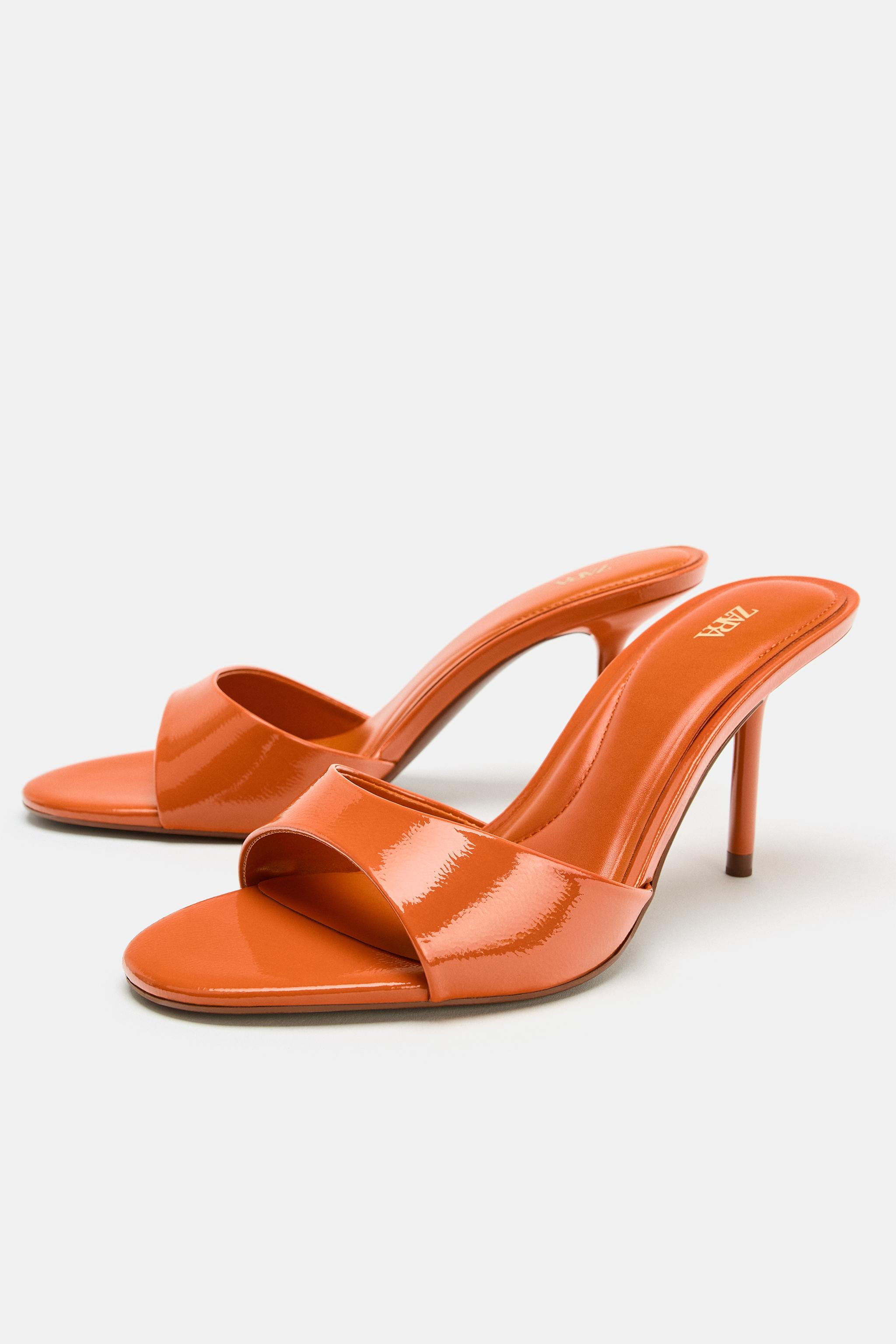 PATENT EFFECT HEELED SANDALS | Zara US