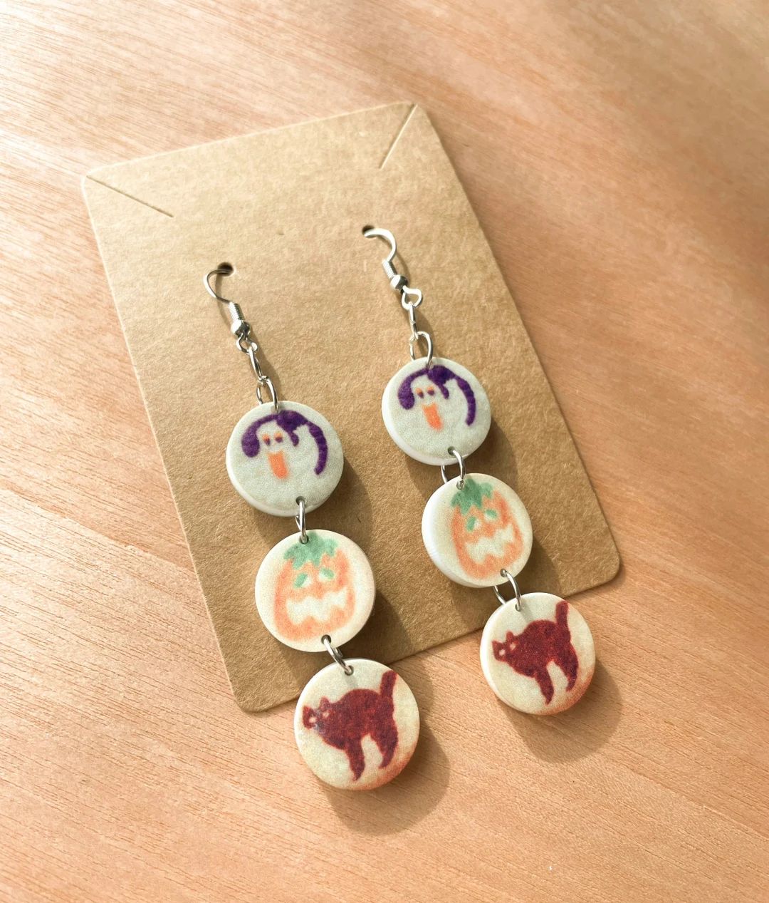 Halloween Cookie Trio Earrings / Acrylic Earrings / Fall Jewelry / Retro Holiday / Ghost / Pumpki... | Etsy (US)