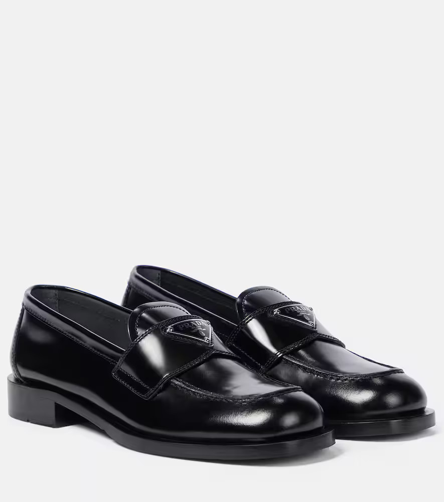 Prada Logo leather loafers | Mytheresa (UK)