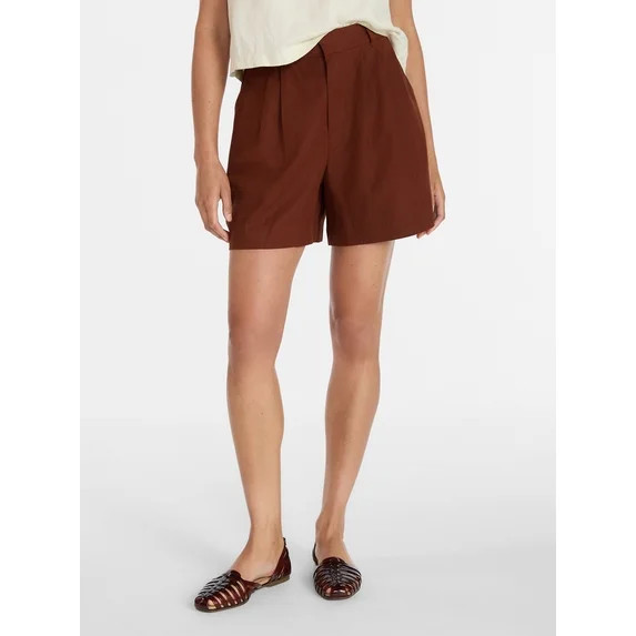 Time and Tru Women's Linen Blend Shorts, 5" Inseam, Sizes XS-XXXL | Walmart (US)