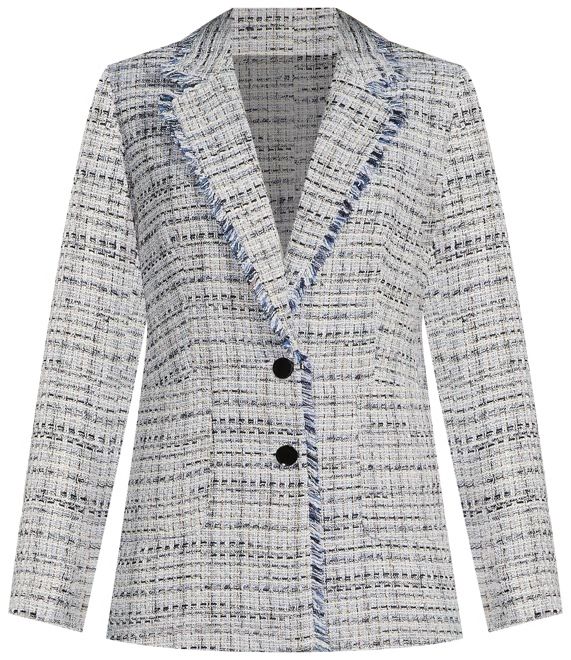 Tweed Notch Lapel Long Sleeve Blazer Jacket | Dillard's