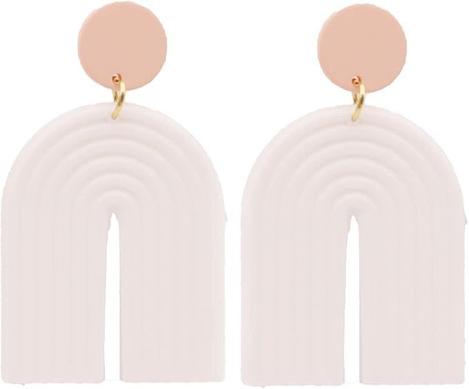 Rainbow Earrings for Women Girls,Clay Colorful Cute Dangle Drop Earrings,Bute Big Handmade Earrin... | Amazon (US)