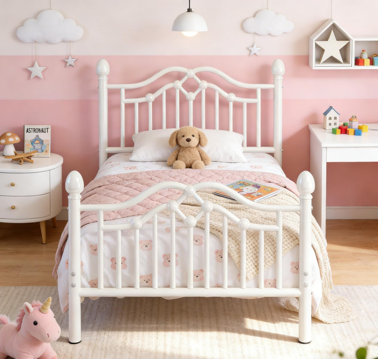 Twin Metal Bed Frame with Classical Headboard and Footboard, Platform Bed Frame for Kids, Sturdy ... | Amazon (US)