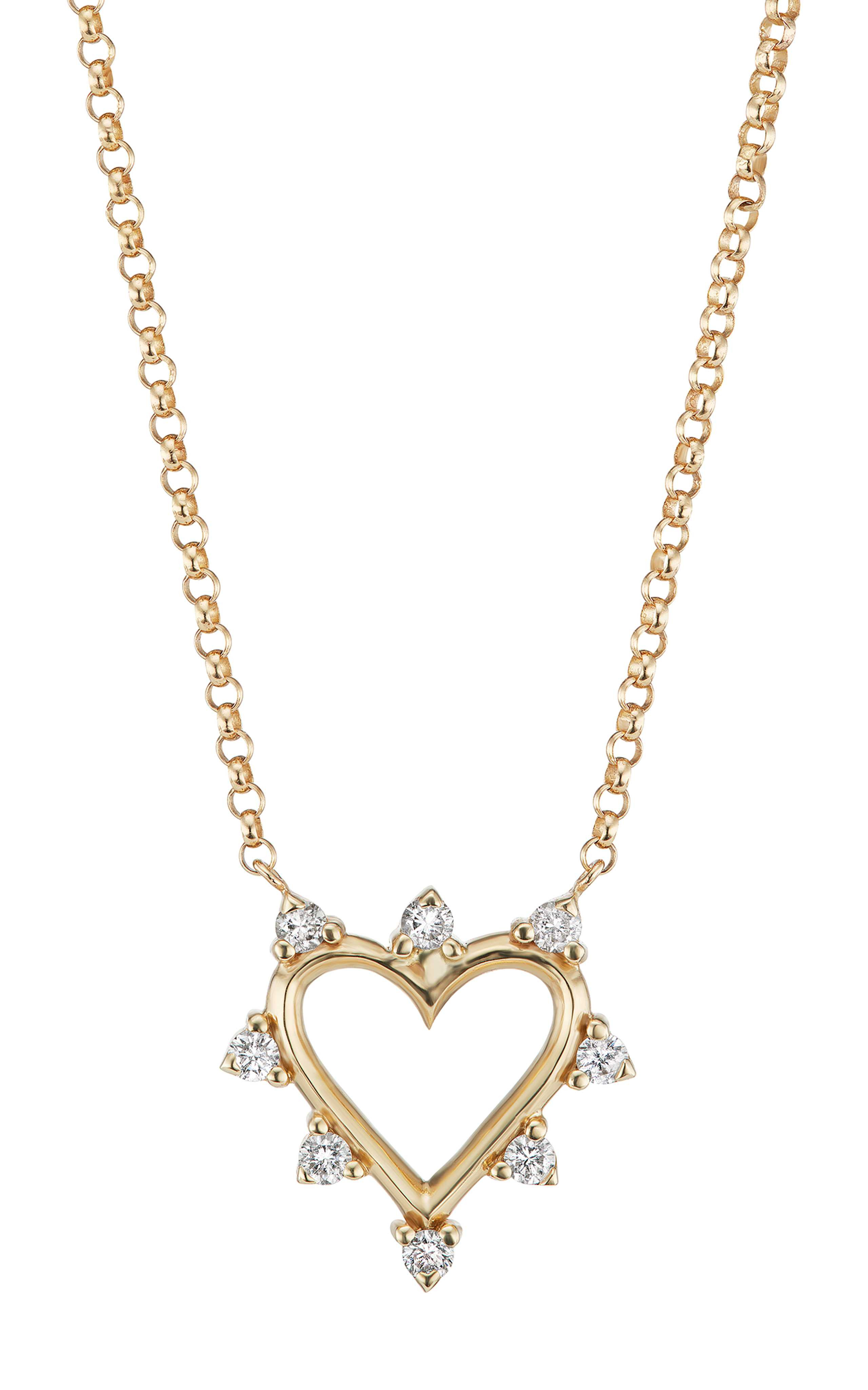 14k Yellow Gold Mini Open Heart Necklace | Moda Operandi (Global)