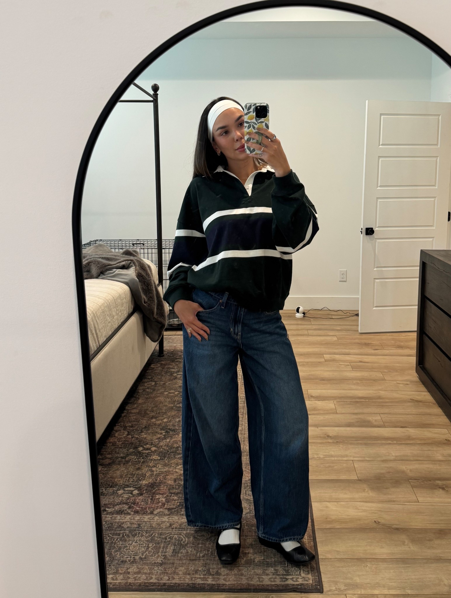 Rugby shirt
Fall outfit inspo
Ballet flats with socks 
Wide leg baggy jeans 
Ootd
Mom outfit 

#LTKFindsUnder100 #LTKShoeCrush #LTKSeasonal