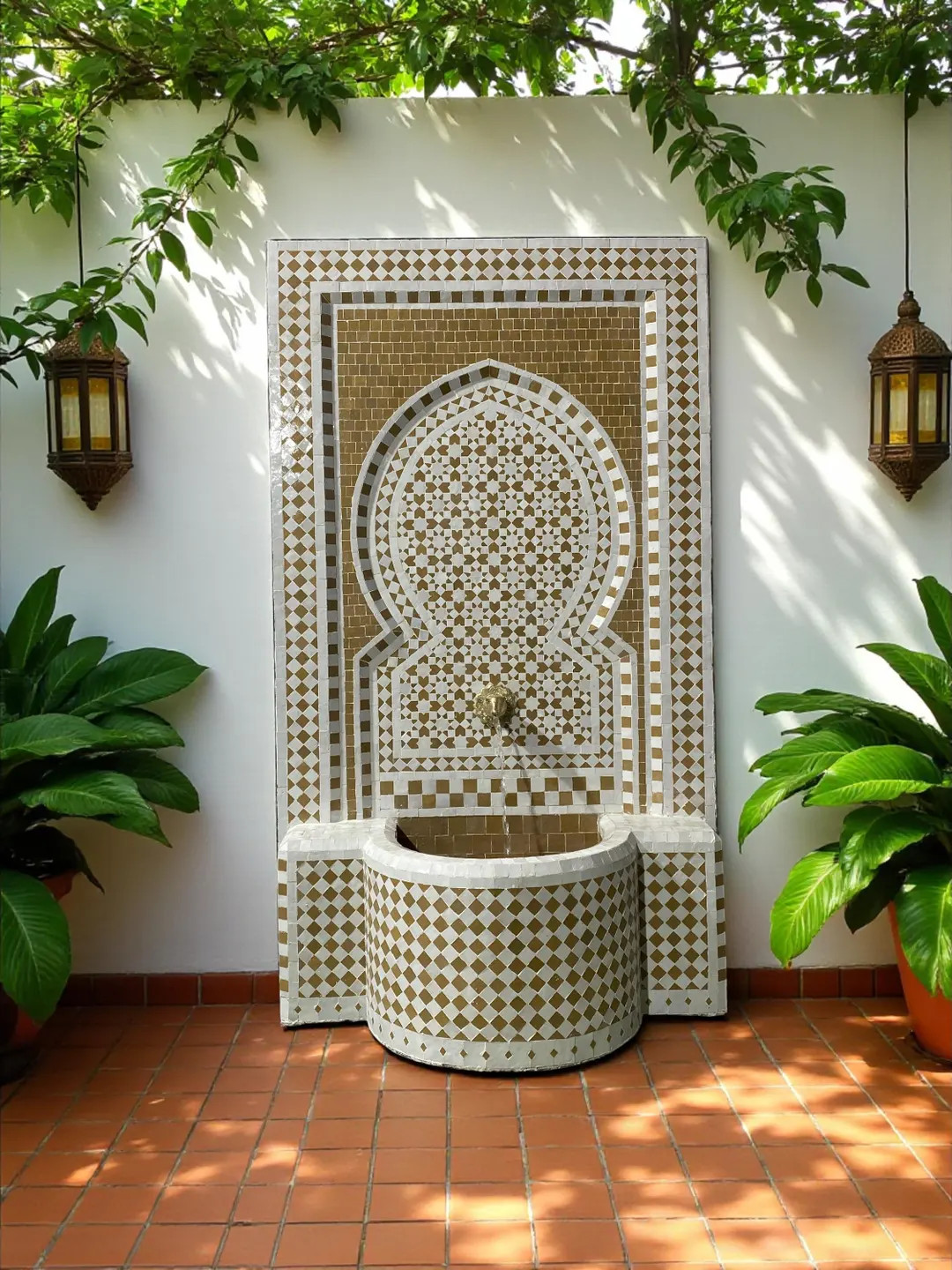 Moroccan Customizable Rustic Mosaic Wall Fountain: Blue Green Mid-century Indoor/outdoor Water Fe... | Etsy (US)