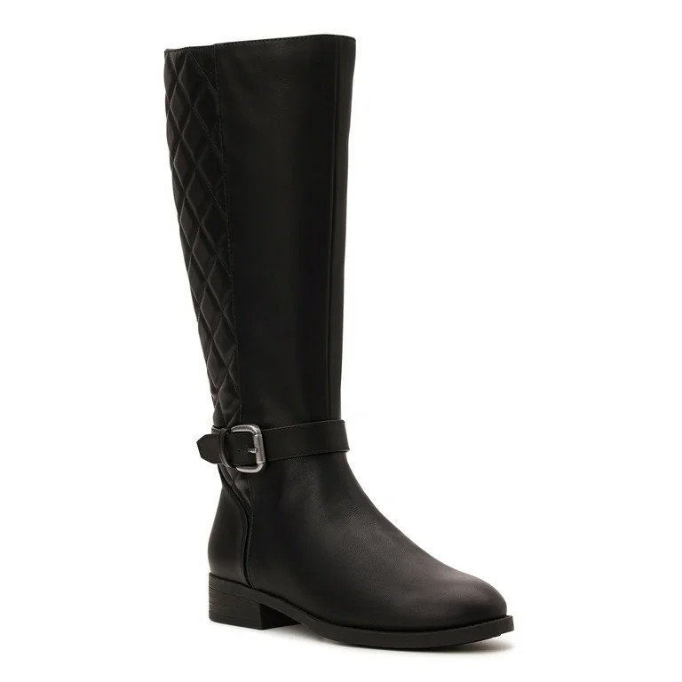 Time and Tru Women’s Quilted Back Riding Boots - Walmart.com | Walmart (US)