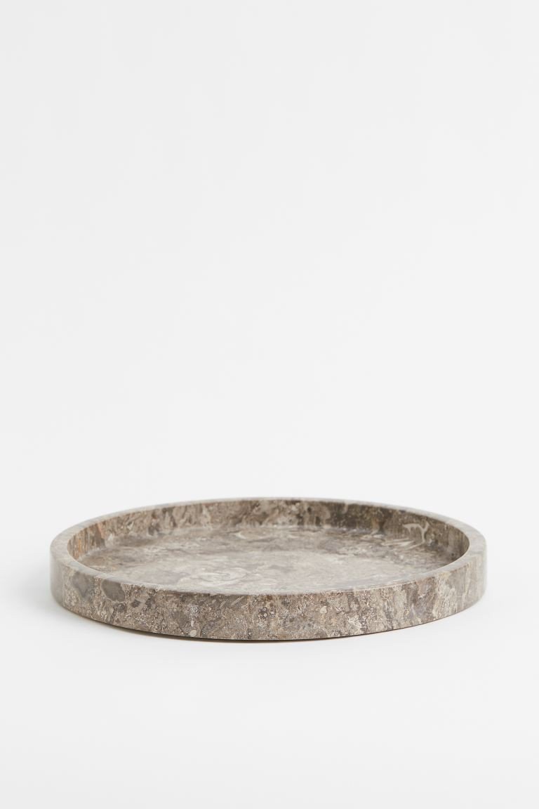 Round Marble Tray - Gray/marble-patterned - Home All | H&M US | H&M (US + CA)