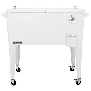 80 Qt. Rolling Patio Cooler in White | The Home Depot