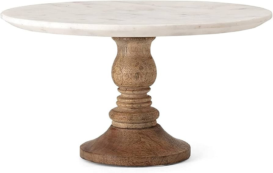Lissa Marble Cake Stand in White – Handcrafted Cake Pedestal, Marble and Mango Wood Display Tab... | Amazon (US)